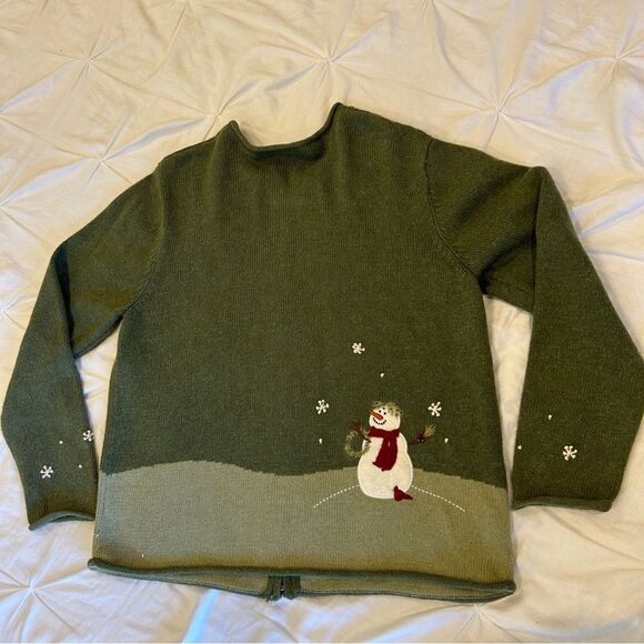 Croft & Barrow Women's Winter Snowman Fleece Zip up Sweater Size Large - Picture 8 of 13